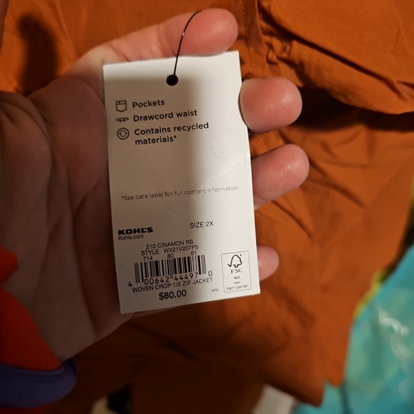 NWT Women's 2X FLX 1/4 Zip Crop Windbreaker & Shorts Cinnamon Active Outfit - Picture 11 of 12